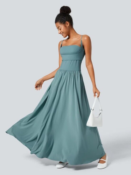 HALARA Dresses & Skirts - HALARA Teal-Green Maxi Dress with Slim Straps